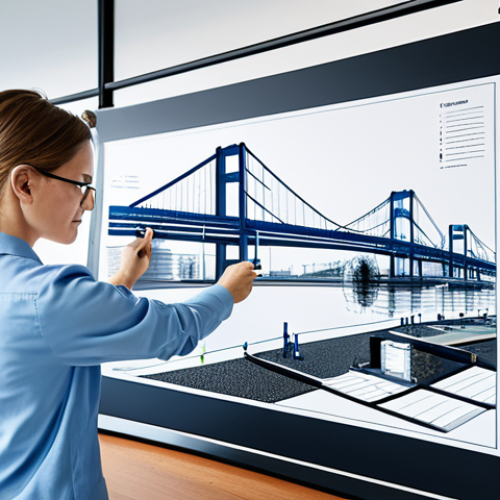 Home 13 Modern Bridge Design**
"A civil engineer reviewing blueprints for a modern bridge design, featuring sustainable materials and integrated sensors, in a bright office setting, fully clothed, appropriate attire, safe for work, perfect anatomy, natural proportions, professional rendering, high quality, professional environment, family-friendly."
**