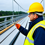 토목공학의 주요 데이터 분석 도구 - Civil Engineer Inspecting a Bridge**

"A civil engineer in a professional hard hat and safety vest, ...