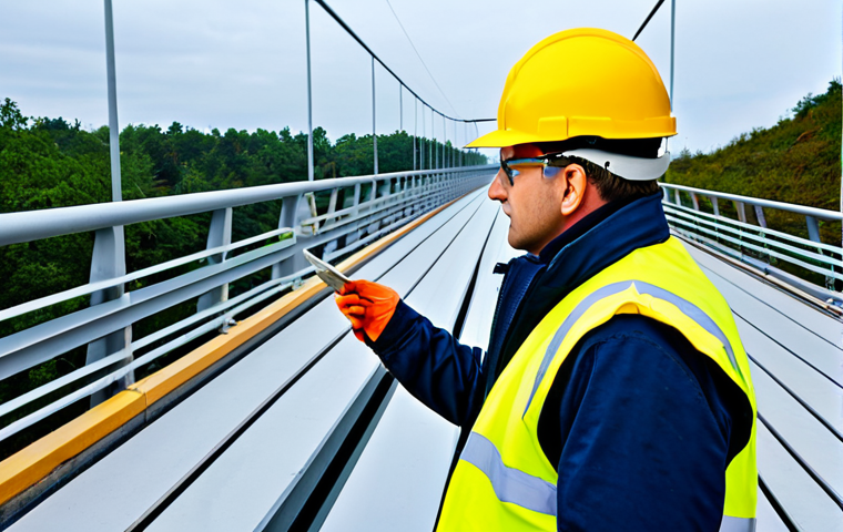토목공학의 주요 데이터 분석 도구 - Civil Engineer Inspecting a Bridge**
"A civil engineer in a professional hard hat and safety vest, ...