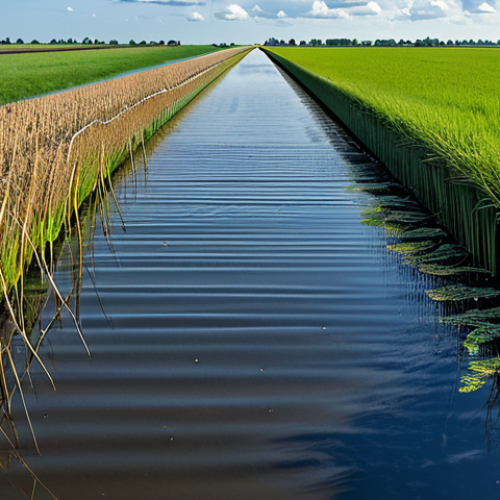 Home 3 토목공학에서의 하천공학 응용 - Innovative Dyke Reinforcement**
"A wide shot of a Dutch polder landscape showcasing a modern dyke r...
